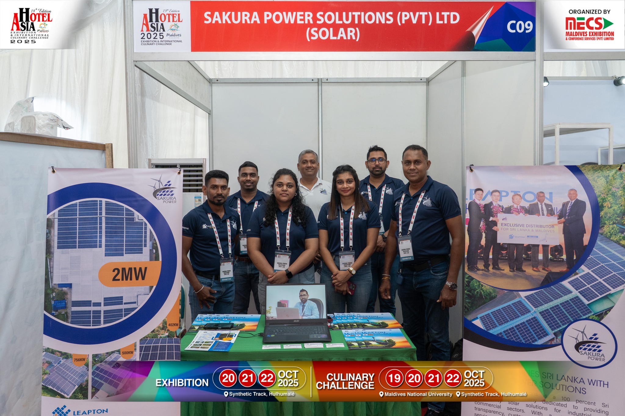 Team at solar energy exhibition booth